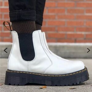 Dr Martens White Chelsea Platform Boots